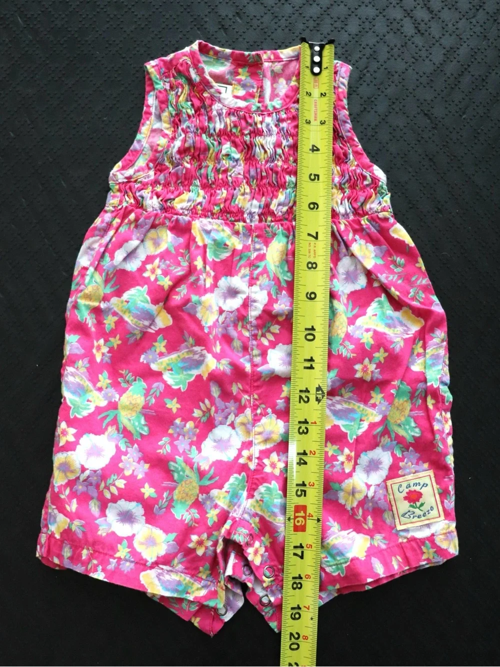 LL Bean Vintage Hot Pink Floral Baby Romper 0J22 12 MTH TOD